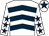 White, dark blue chevrons, white sleeves, dark blue stars, white cap, dark blue star