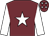 Garnet body, white star, white arms, garnet cap, white stars