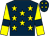 Dark blue, yellow stars, yellow sleeves, dark blue armlets