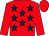 Red, dark blue stars, red sleeves & cap