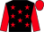 black, red stars, red sleeves, red cap