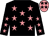 Black, shocking pink stars, shocking pink cap, black stars