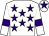 White, purple stars, armlets and star on cap