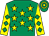 Emerald green, yellow stars, yellow sleeves, emerald green diamonds, emerald green & yellow hooped cap