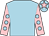 light blue, light blue spots on pink sleeves, pink star on cap