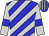 Blue, silver diagonal stripes and sleeves, blue armbands, striped cap