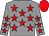 Grey, red stars, red stars on grey sleeves, red cap