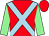 Red, light blue cross belts, light green sleeves