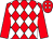 Red and white diamonds, red sleeves