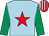 Light blue, red star, emerald green sleeves, red & white striped cap