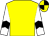 Yellow body, white arms, black chevron, yellow cap, black quartered