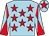 Light blue, red stars, diabolo on sleeves and star on cap