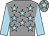 Grey, light blue stars, sleeves and star on cap