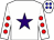 White, purple star, red spots on sleeves, blue spots on cap