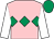 Pink, emerald green triple diamond, white sleeves, emerald green cap