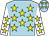 Light blue, yellow stars, white sleeves, yellow stars