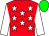 Red body, white stars, white arms, green cap