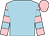 light blue, pink and light blue hooped sleeves, pink cap