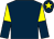 Dark blue, yellow halved sleeves, yellow star on cap