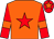 Orange body, red star, red arms, orange armlets, red cap, orange star