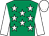 Emerald green, white stars, white sleeves & cap