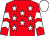 Red, white stars, white chevrons on sleeves, white cap