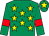 Emerald green, yellow stars, emerald green sleeves, red armlets, emerald green cap, yellow star