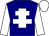 navy, white cross of lorraine, white sleeves and cap