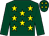 Dark green, yellow stars, dark green sleeves, yellow stars on cap