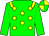 green, yellow spots, yellow epaulets, green sleeves, green and yellow quartered cap