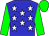 Big-blue body, white stars, green arms, green cap