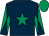 Dark blue, emerald green star, diabolo on sleeves, emerald green cap