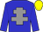 Big-blue body, grey cross of lorraine, big-blue arms, yellow cap