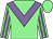 light green, mauve chevron, light green arms, mauve stripes