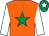 Orange, emerald green star, white sleeves, emerald green cap, white star