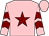 Pink, maroon star, maroon chevrons on sleeves, pink cap