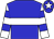 Blue body, white hoop, white arms, blue hooped, blue cap, white star