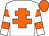 White, orange cross of lorraine, hooped sleeves, orange cap