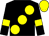 Black, large yellow spots, yellow armlet, yellow cap