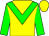 Yellow body, big-green chevron, big-green arms, yellow cap