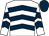 White, dark blue chevrons, dark blue cap