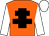 Orange, black cross of lorraine, white sleeves and cap