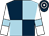 Dark blue and light blue (quartered), white sleeves, light blue armlets, dark blue and white hooped cap