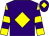 Purple, yellow diamond, yellow & purple hooped sleeves, purple cap, yellow diamond