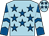 Light blue, royal blue stars, royal blue and light blue chevrons on sleeves