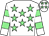 White, light green stars, hooped sleeves and stars on cap