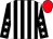 Black and white stripes, black sleeves, white stars, red cap