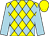 Yellow body, blue-light diamonds, blue-light arms, yellow cap