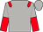 Light grey, red epaulets, light grey and red halved sleeves, light grey cap