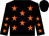 Black, orange stars, black cap